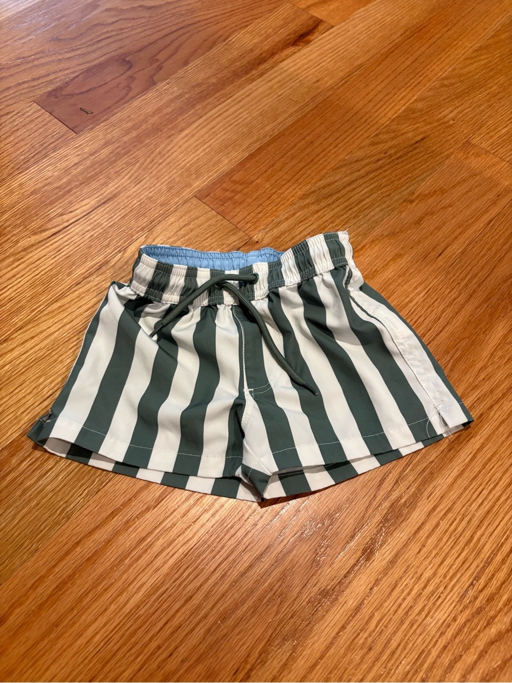 Cotton On Kids Green and White Striped Kids Swim Shorts